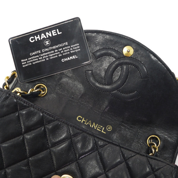 OLD CHANEL ビッグココマーク マトラッセチェーンポシェット（黒/ラムスキン）