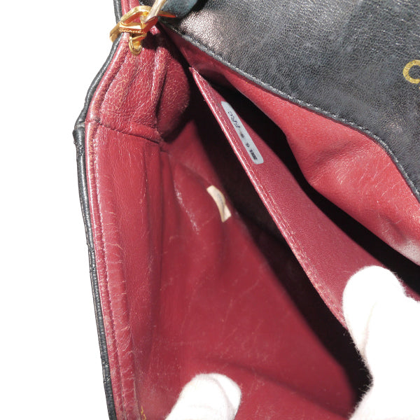 OLD CHANEL ビッグココマーク マトラッセチェーンポシェット（黒/ラムスキン）