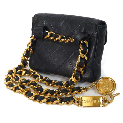 OLD CHANEL　マトラッセ　ウエストポーチ＆ショルダー（黒）