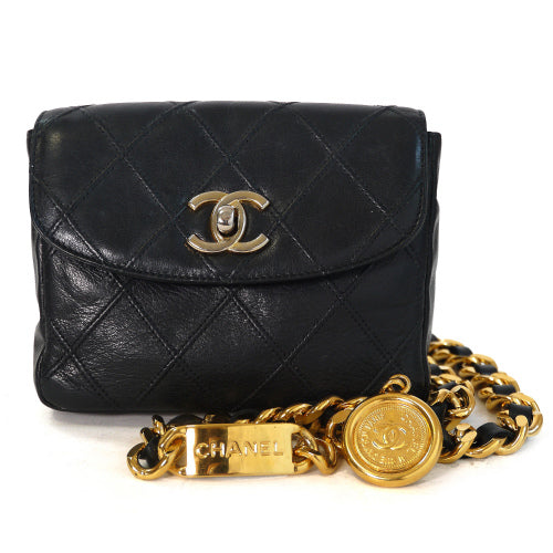 OLD CHANEL　マトラッセ　ウエストポーチ＆ショルダー（黒）