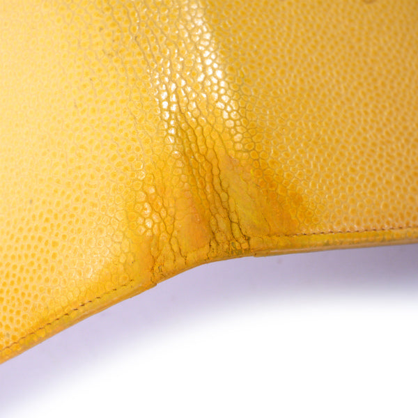 OLD CHANEL　がま口長財布 キャビアスキン（イエローオレンジ）