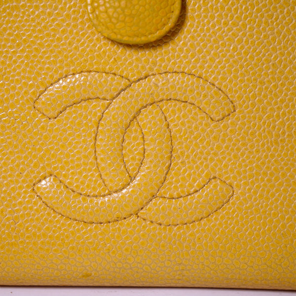 OLD CHANEL　がま口長財布 キャビアスキン（イエローオレンジ）