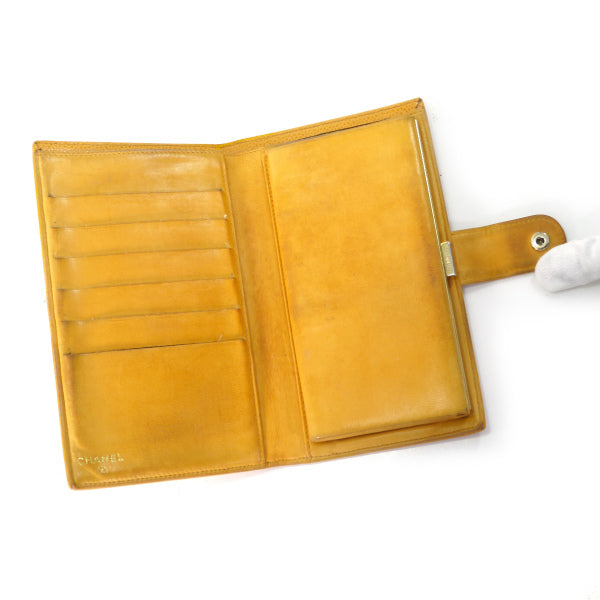 OLD CHANEL　がま口長財布 キャビアスキン（イエローオレンジ）