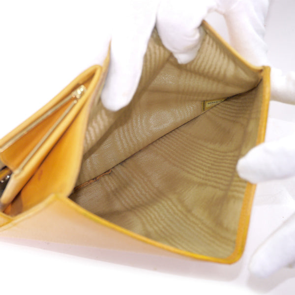 OLD CHANEL　がま口長財布 キャビアスキン（イエローオレンジ）