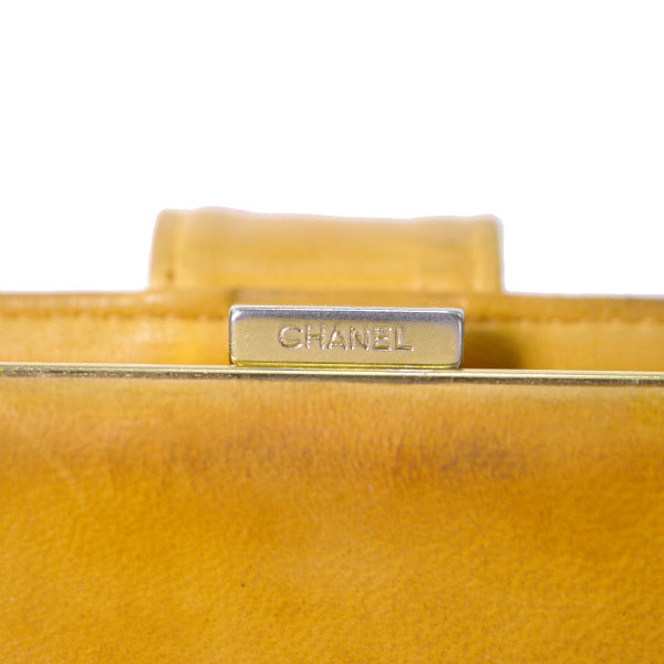 OLD CHANEL　がま口長財布 キャビアスキン（イエローオレンジ）