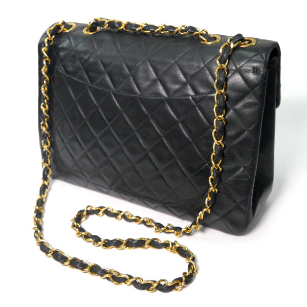 OLD CHANEL ラージ マトラッセチェーンショルダー（34サイズ/黒）