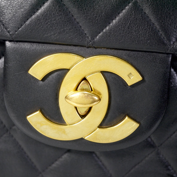 OLD CHANEL ラージ マトラッセチェーンショルダー（34サイズ/黒）