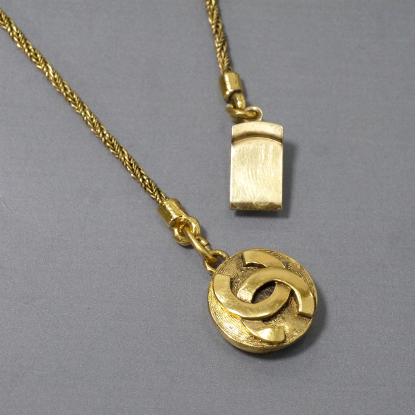 OLD CHANEL フラワー×ストーン　ロングネックレス（ゴールド）