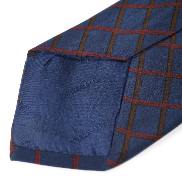 OLD CHANEL シルクネクタイ チェック柄（ネイビー系）