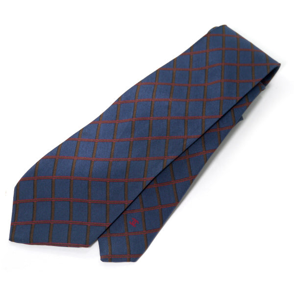 OLD CHANEL シルクネクタイ チェック柄（ネイビー系）