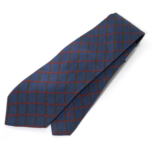 OLD CHANEL シルクネクタイ チェック柄（ネイビー系）