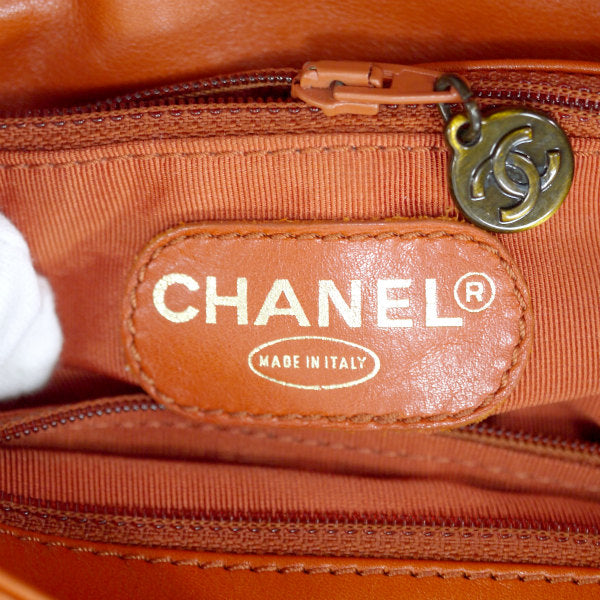 OLD CHANEL　ココマークステッチ総革ショルダー（オレンジ）