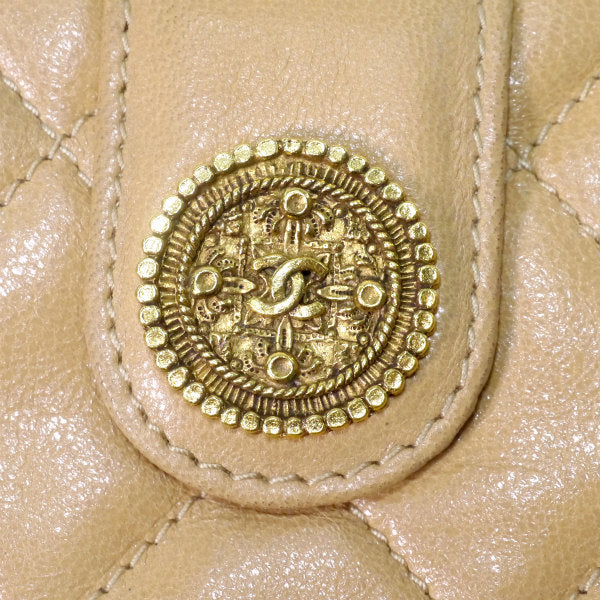 OLD CHANEL　ボタン細工 チェーンミニショルダー（ベージュ）