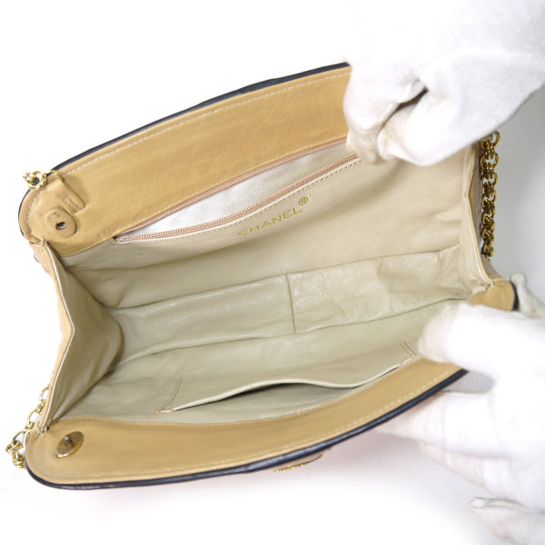 OLD CHANEL　ボタン細工 チェーンミニショルダー（ベージュ）