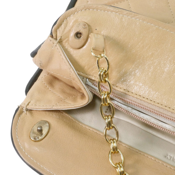 OLD CHANEL　ボタン細工 チェーンミニショルダー（ベージュ）