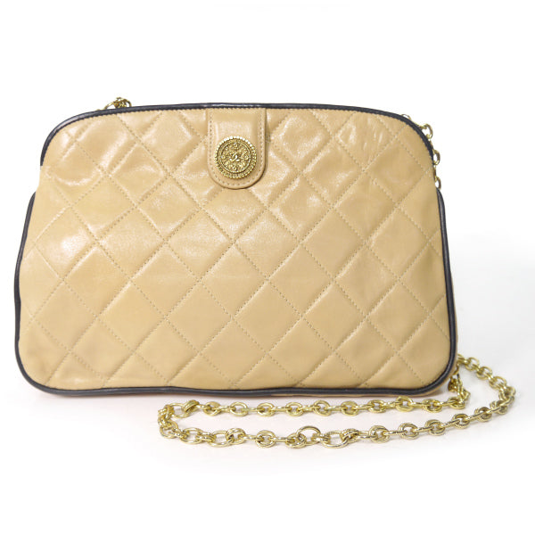 OLD CHANEL　ボタン細工 チェーンミニショルダー（ベージュ）
