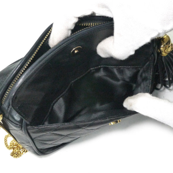 CHANEL　レア！ココマークステッチ ４連チェーンフリンジバッグ（黒）