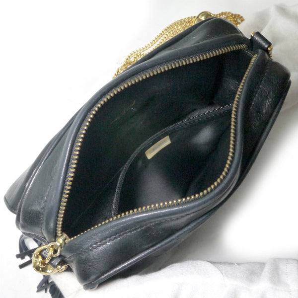 CHANEL レア！ココマークステッチ 4連チェーンフリンジバッグ（黒