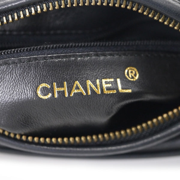 CHANEL　レア！ココマークステッチ ４連チェーンフリンジバッグ（黒）