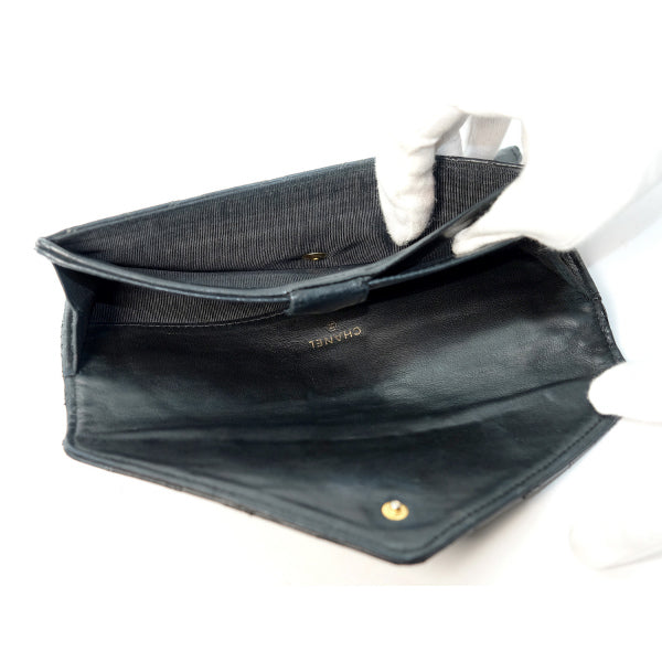 OLD CHANEL ラムスキン マトラッセ長財布（黒）