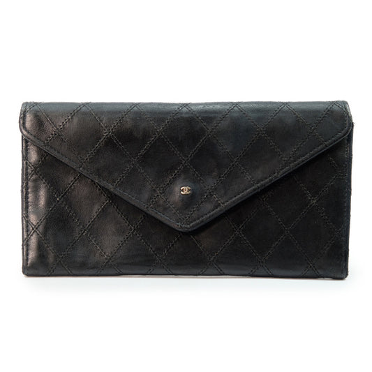 OLD CHANEL ラムスキン マトラッセ長財布（黒）