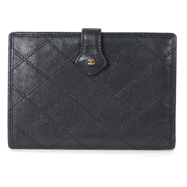 OLD CHANEL  ミニココマーク マトラッセ折り財布（黒）