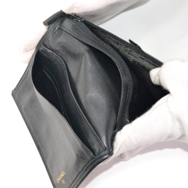 OLD CHANEL  ミニココマーク マトラッセ折り財布（黒）