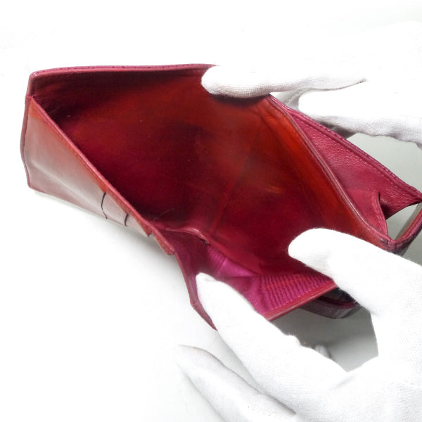 OLD CHANEL　ココステッチWホック折財布（ピンク/キャビアスキン）