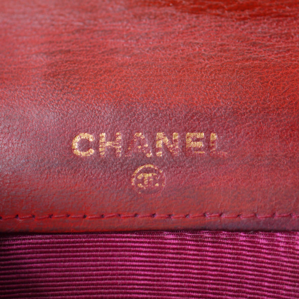 OLD CHANEL　ココステッチWホック折財布（ピンク/キャビアスキン）