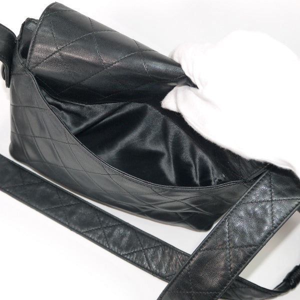 OLD CHANEL ラムスキンマトラッセ ココマークショルダー（黒）