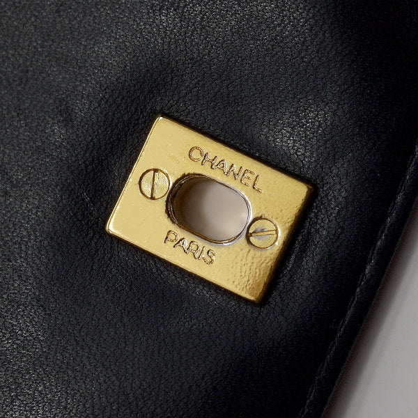 OLD CHANEL ラムスキンマトラッセ ココマークショルダー（黒）