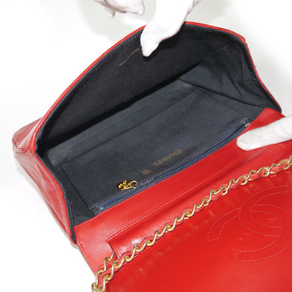 OLD CHANEL マドモアゼルステッチ チェーンバッグ（赤）