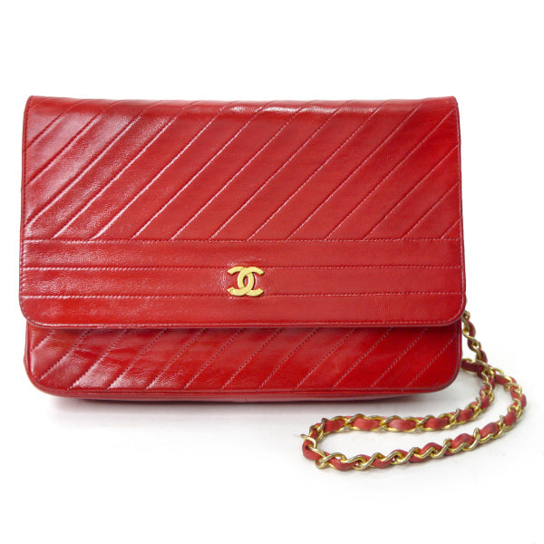 OLD CHANEL マドモアゼルステッチ チェーンバッグ（赤）