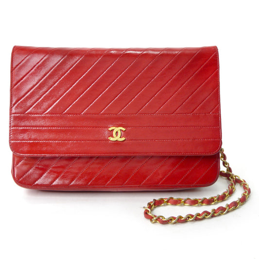 OLD CHANEL マドモアゼルステッチ チェーンバッグ（赤）