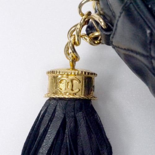 OLD CHANEL　フリンジ付マトラッセ・チェーンショルダー（黒）