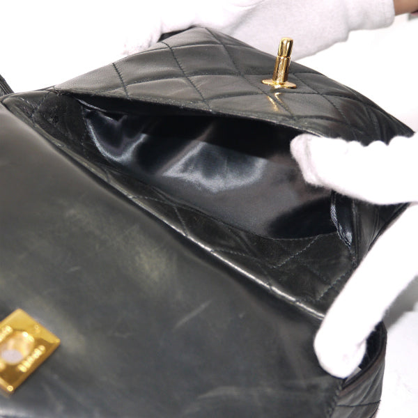 OLD CHANEL　マトラッセ スクエアワンショルダー（黒/ラムスキン）