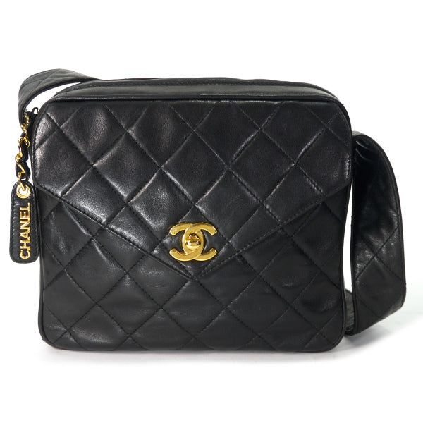 OLD CHANEL　マトラッセ スクエアワンショルダー（黒/ラムスキン）