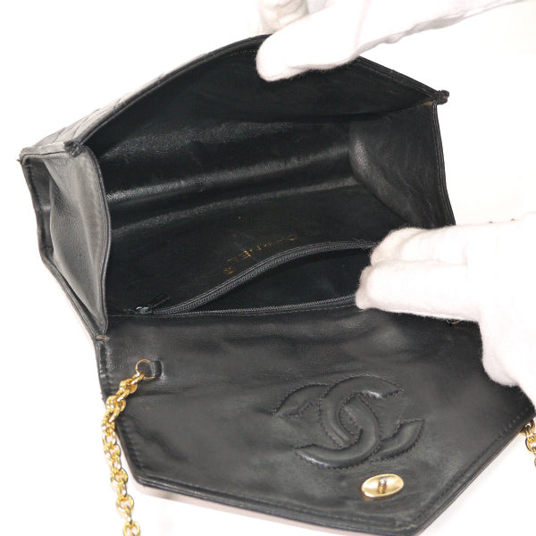 OLD CHANEL　フリンジ付マトラッセ ミニチェーンショルダー（黒）