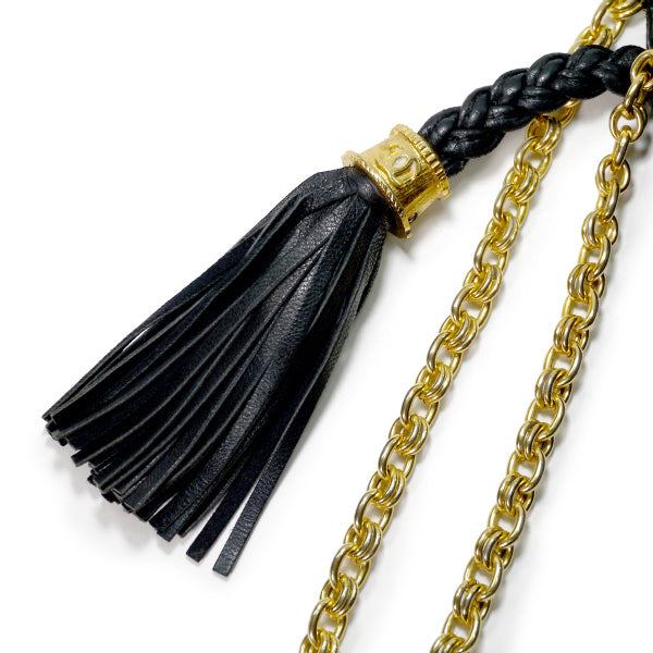 OLD CHANEL　フリンジ付マトラッセ ミニチェーンショルダー（黒）