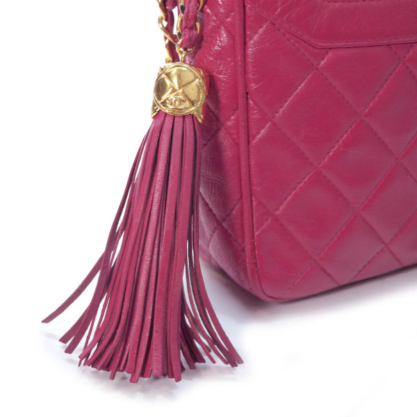 OLD CHANEL　フリンジ付マトラッセ チェーンショルダー（ピンク）