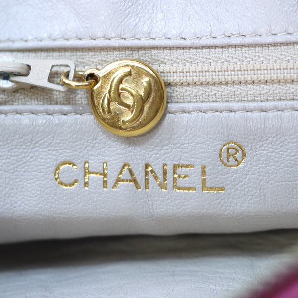 OLD CHANEL　フリンジ付マトラッセ チェーンショルダー（ピンク）