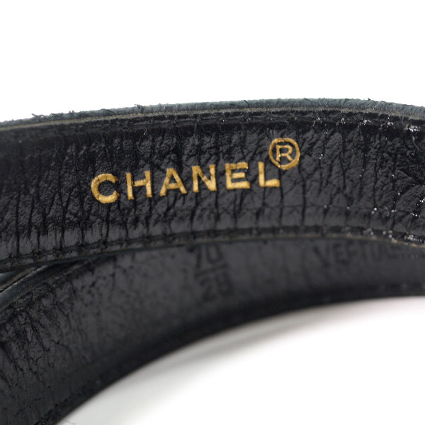 OLD CHANEL　ココマーク レザー細ベルト(黒)