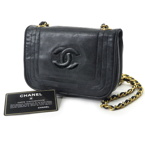 OLD CHANEL　ココマークステッチ ミニチェーンバッグ（黒）