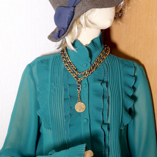 OLD CHANEL　ココマーク チェーンベルトネックレス(黒)