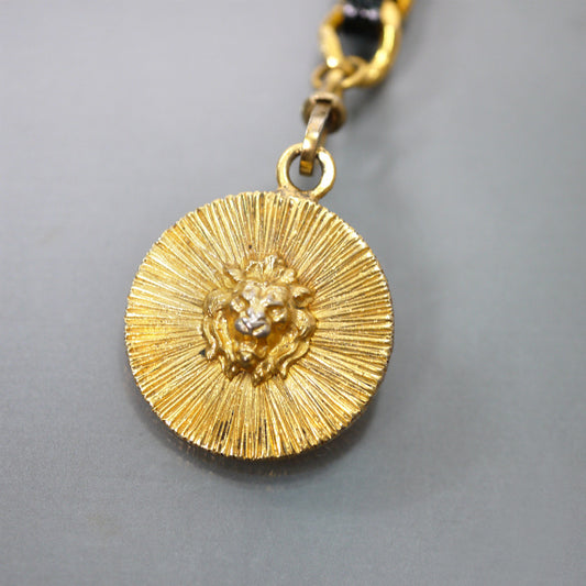 OLD CHANEL　ライオンモチーフ チェーンベルトネックレス(黒)