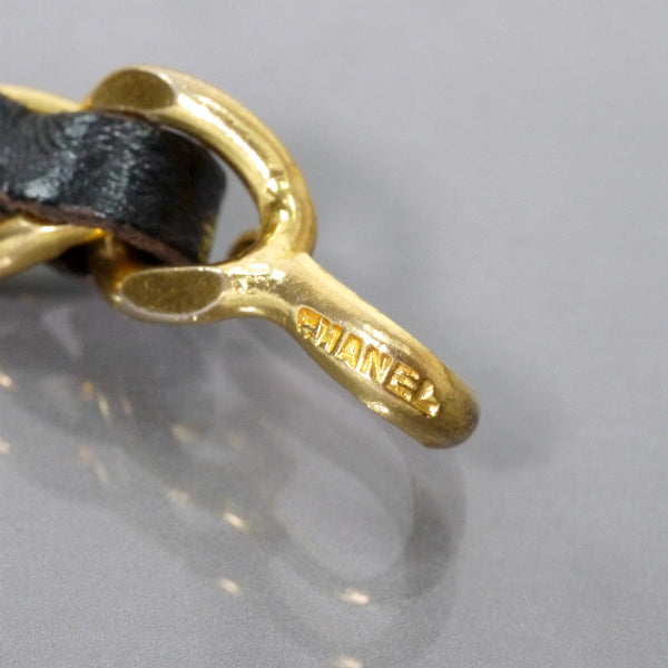 OLD CHANEL　ライオンモチーフ チェーンベルトネックレス(黒)