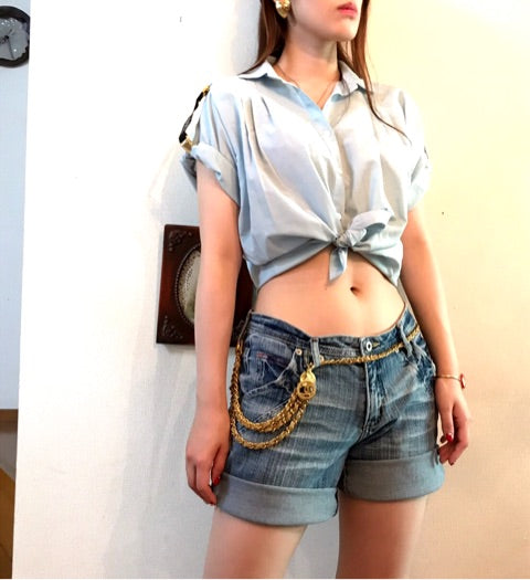 OLD CHANEL　3連ココマーク チェーンベルトネックレス