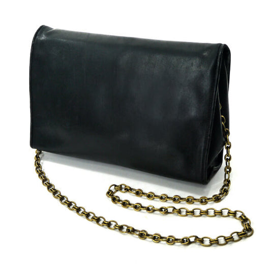 OLD CHANEL　ココマークステッチ 斜めフラップチェーンバッグ（黒）