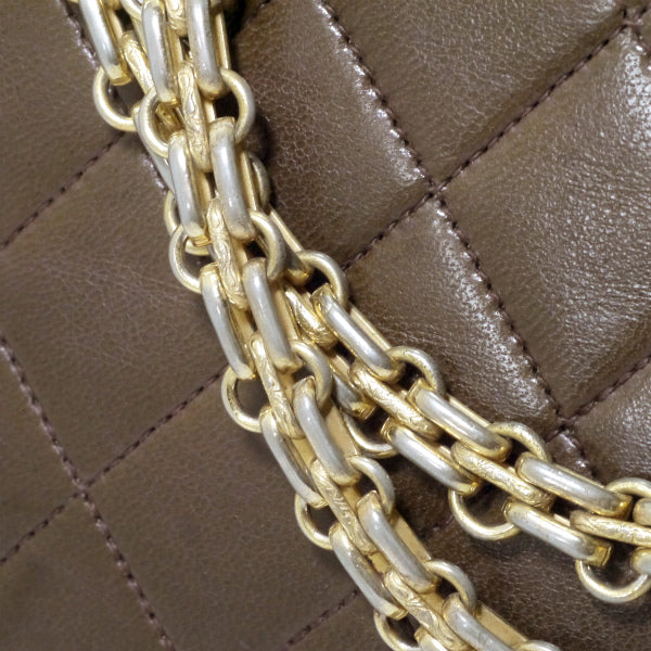 OLD CHANEL ココマークプレートがま口チェーンバッグ（濃茶）