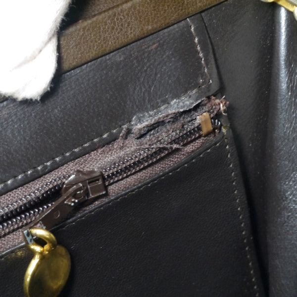 OLD CHANEL ココマークプレートがま口チェーンバッグ（濃茶）